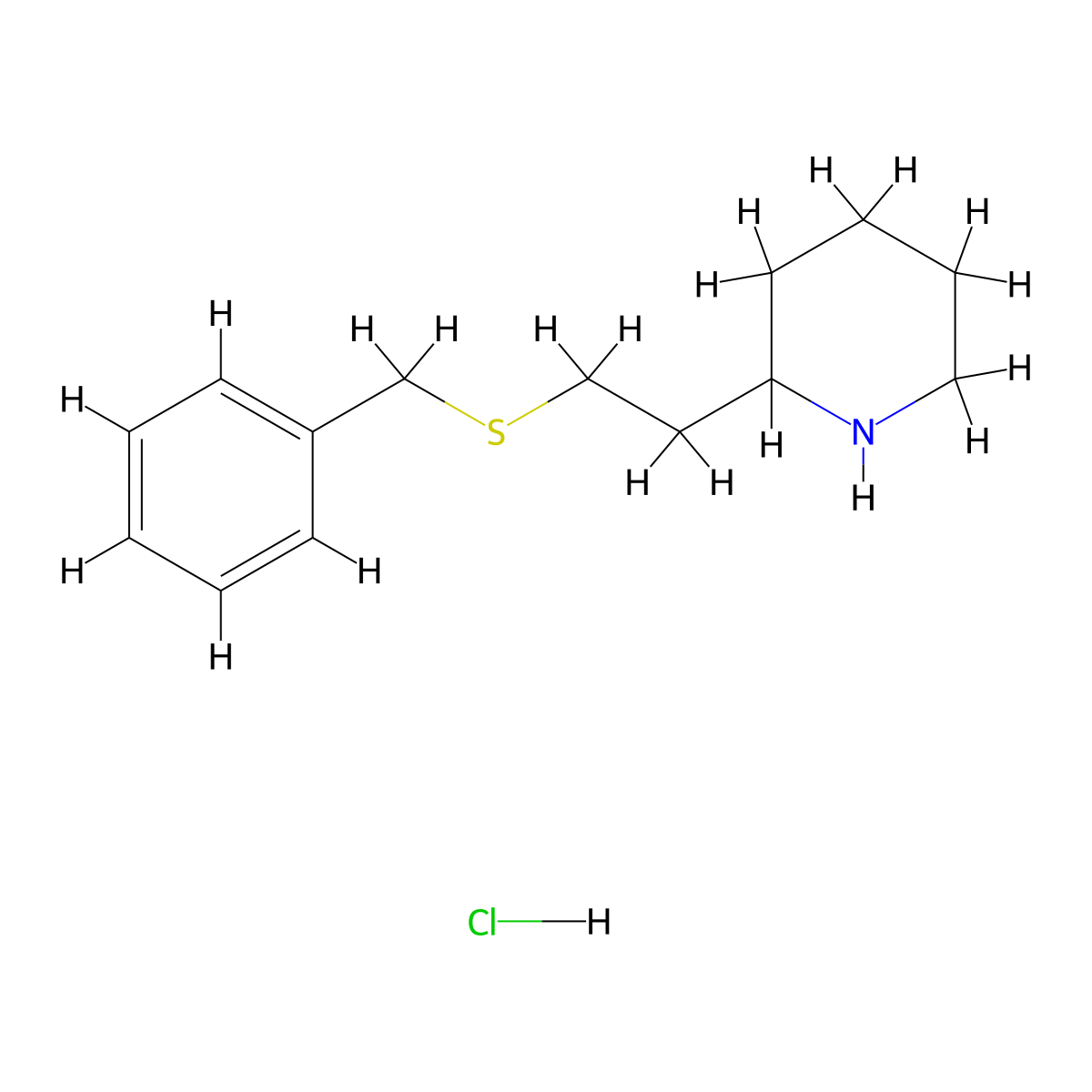 2-[2-(Benzylsulfanyl)ethyl]piperidine hydrochloride molecular structure, CAS 1864056-62-1
