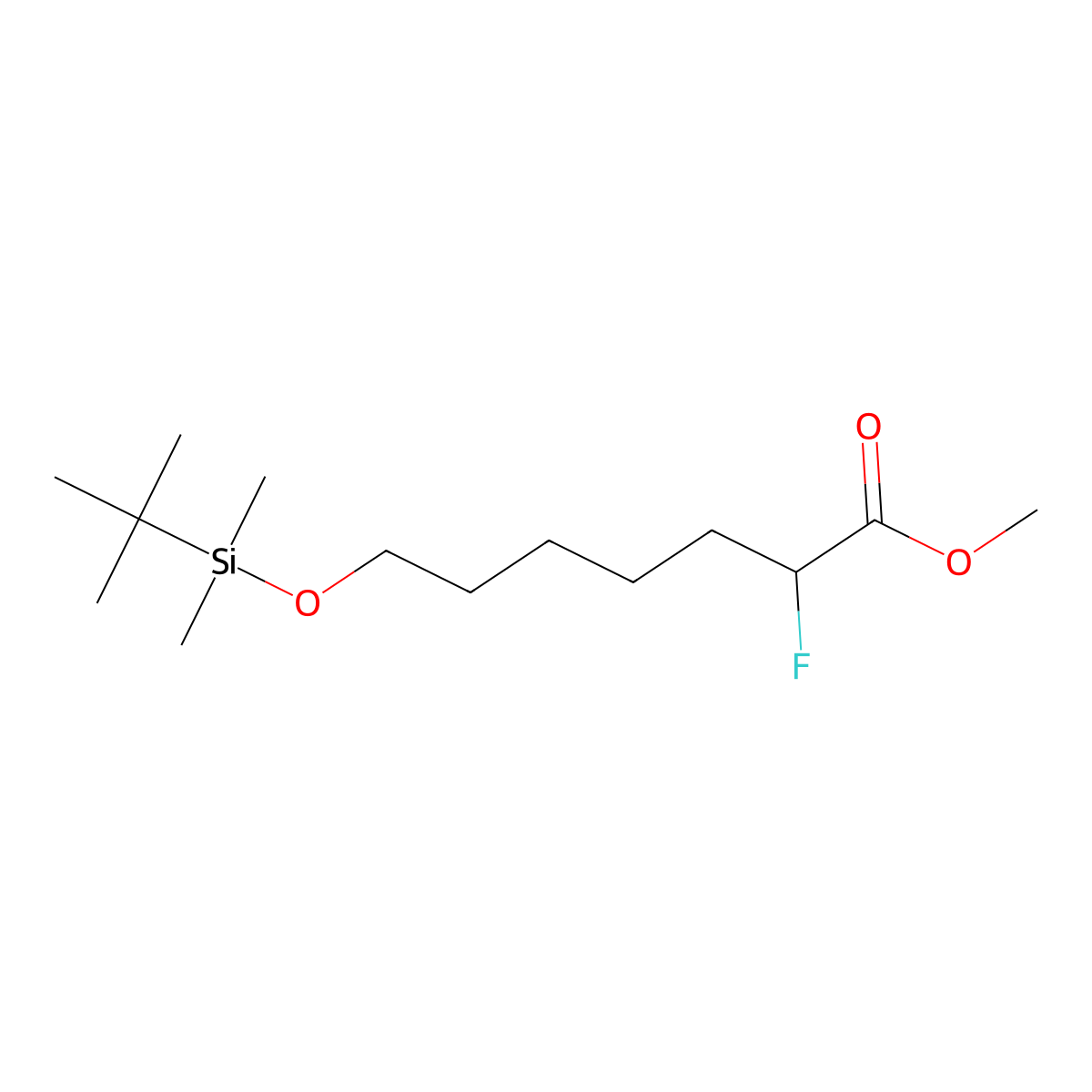 Methyl 7-(tert-butyldimethylsilyloxy)-2-fluoroheptanoate molecular structure, CAS 1864056-66-5