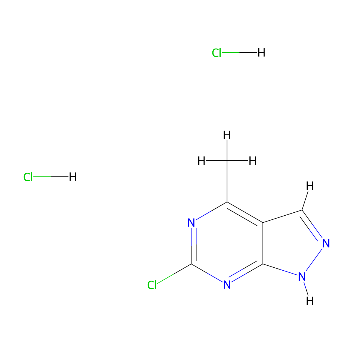 6-chloro-4-methyl-1H-pyrazolo[3,4-d]pyrimidine dihydrochloride molecular structure, CAS 1864057-38-4