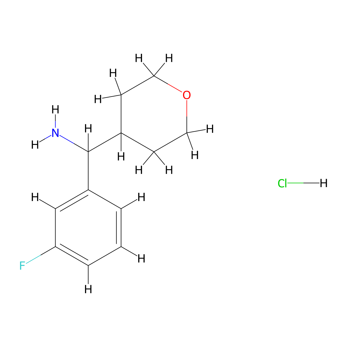 (3-fluorophenyl)(tetrahydro-2H-pyran-4-yl)methanamine hydrochloride molecular structure, CAS 1864057-48-6