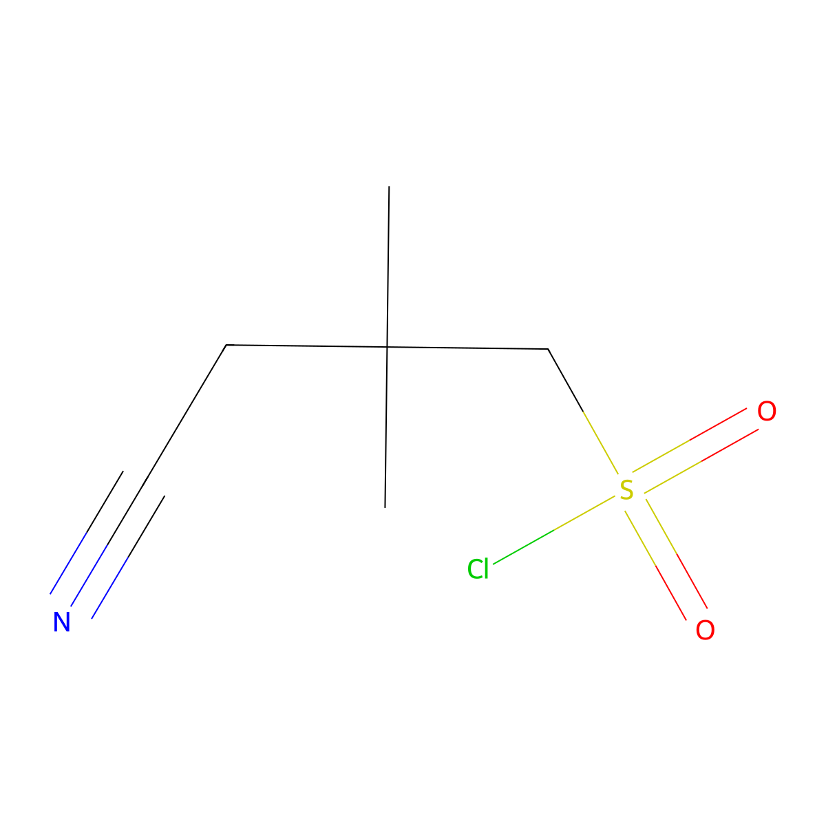 3-Cyano-2,2-dimethylpropane-1-sulfonyl chloride molecular structure, CAS 1864058-02-5
