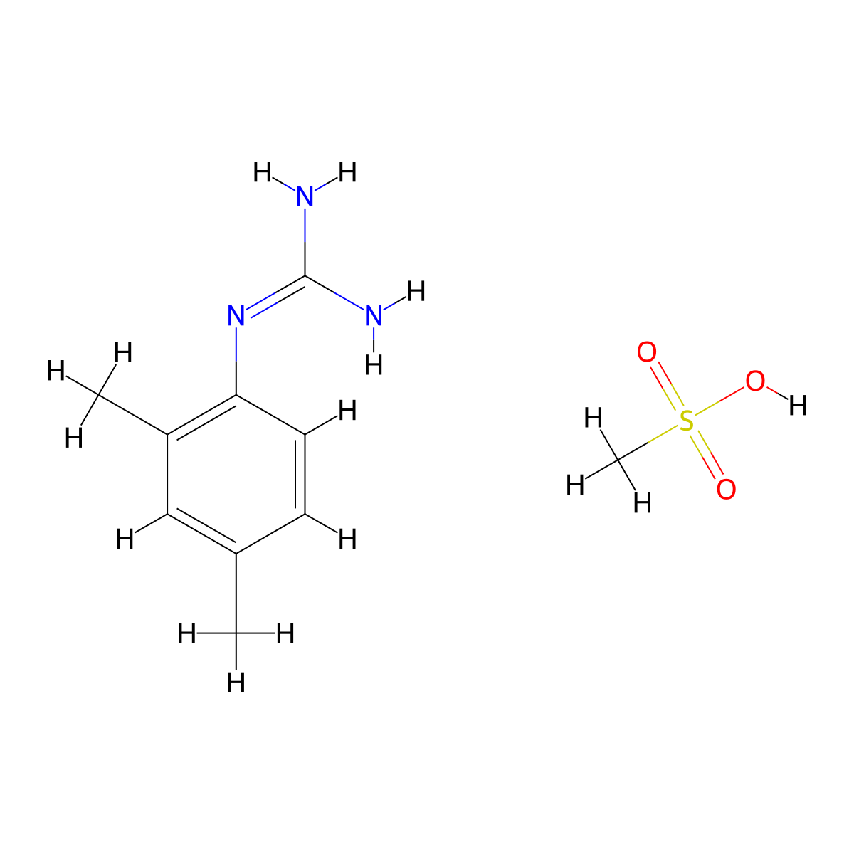 N-(2,4-dimethylphenyl)guanidine methanesulfonate molecular structure, CAS 1864058-13-8