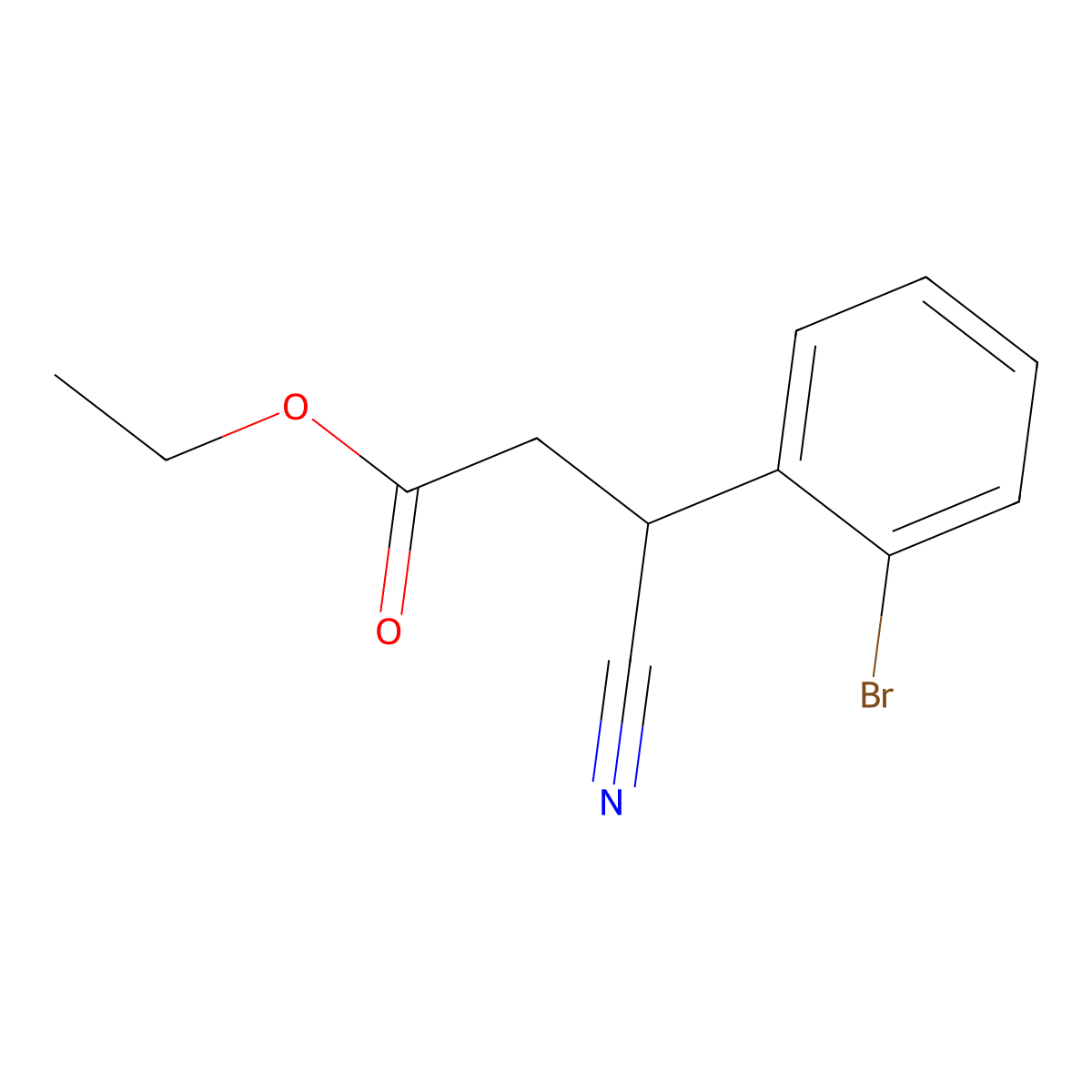 Ethyl 3-(2-bromophenyl)-3-cyanopropanoate molecular structure, CAS 1864058-19-4
