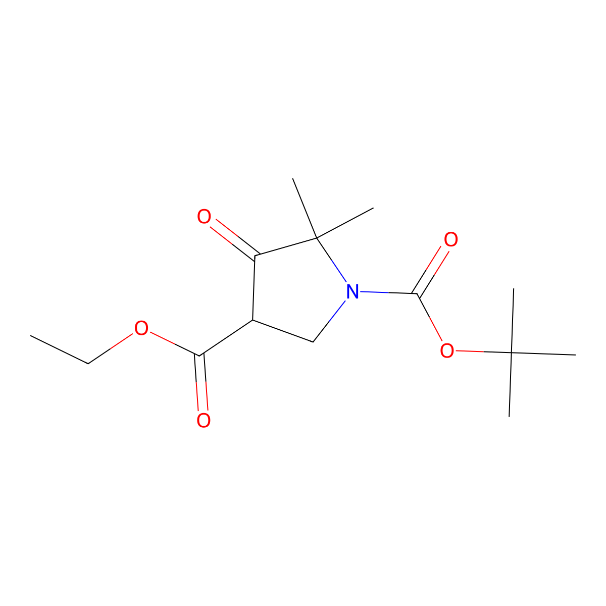 1-Tert-butyl 3-ethyl 5,5-dimethyl-4-oxopyrrolidine-1,3-dicarboxylate molecular structure, CAS 1864058-24-1