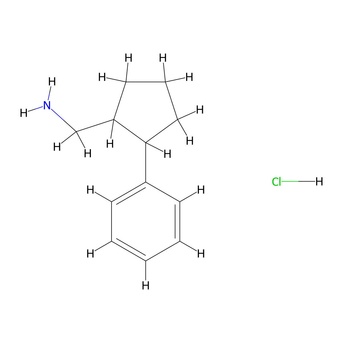 (2-Phenylcyclopentyl)methanamine hydrochloride molecular structure, CAS 1864058-27-4