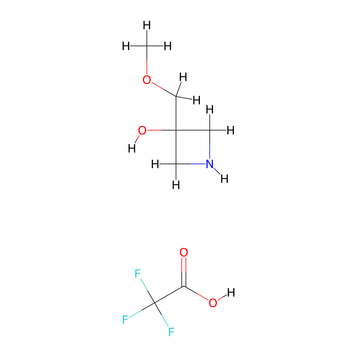 3-(Methoxymethyl)azetidin-3-ol, trifluoroacetic acid molecular structure, CAS 1864058-29-6