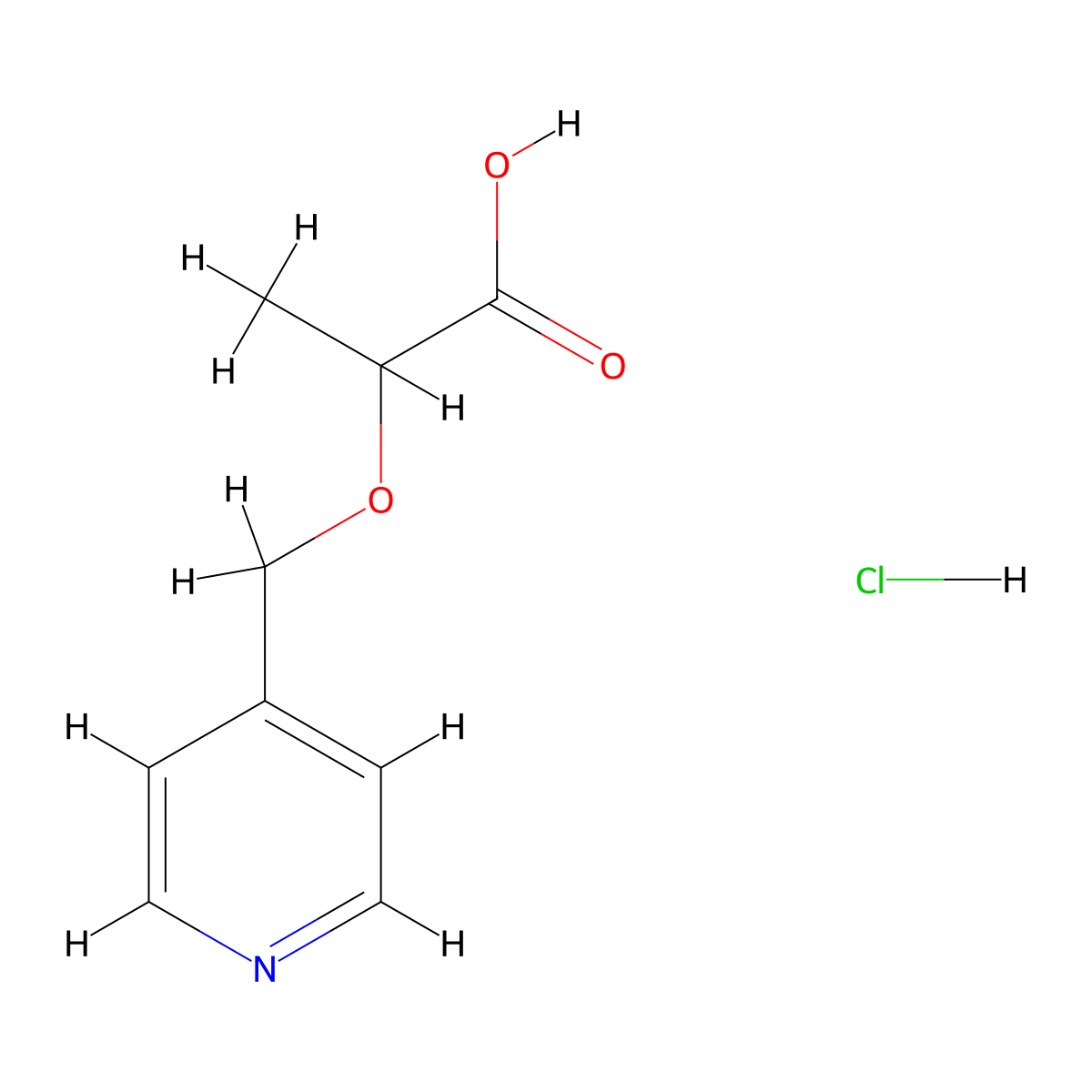 2-((Pyridin-4-yl)methoxy)propanoic acid hydrochloride molecular structure, CAS 1864058-32-1