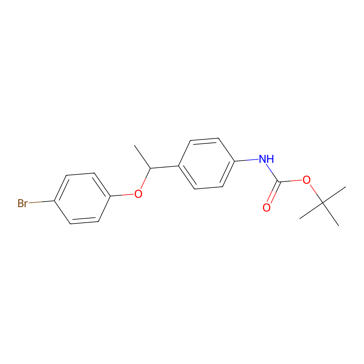 tert-butyl N-{4-[1-(4-bromophenoxy)ethyl]phenyl}carbamate molecular structure, CAS 1864058-38-7