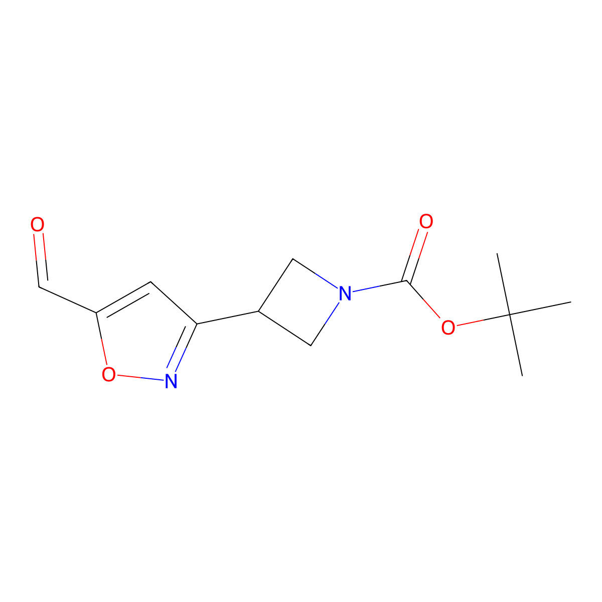 Tert-butyl 3-(5-formyl-1,2-oxazol-3-yl)azetidine-1-carboxylate molecular structure, CAS 1864058-39-8
