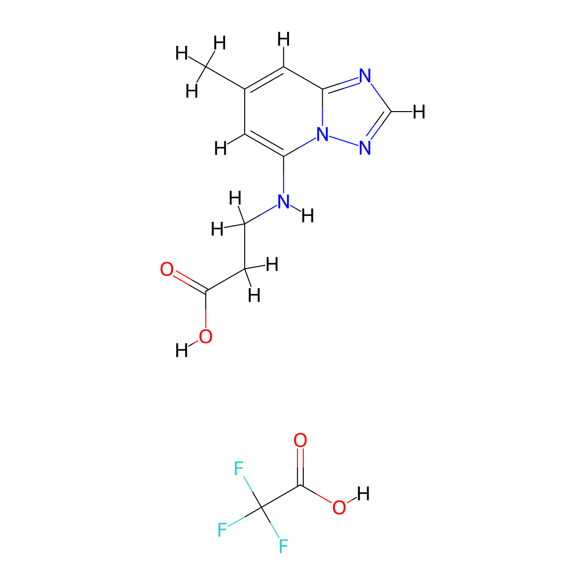 3-({7-Methyl-[1,2,4]triazolo[1,5-a]pyridin-5-yl}amino)propanoic acid; trifluoroacetic acid molecular structure, CAS 1864058-45-6