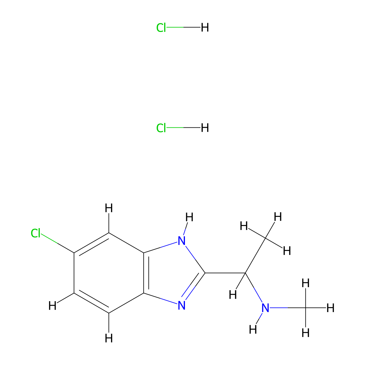 (1-(5-chloro-1H-1,3-benzodiazol-2-yl)ethyl)(methyl)amine dihydrochloride molecular structure, CAS 1864058-48-9