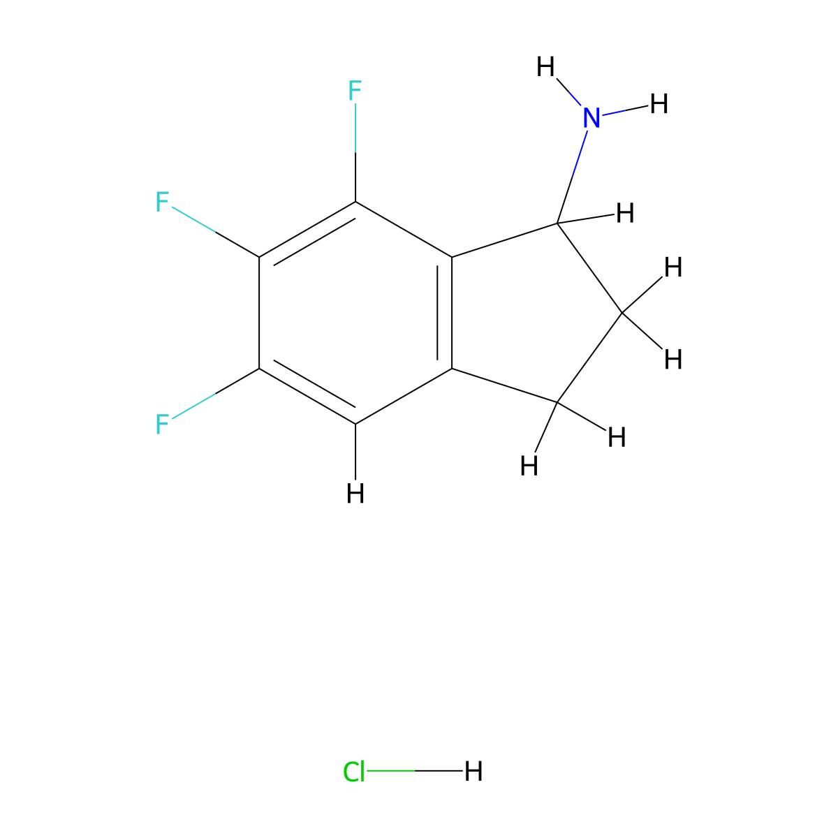 5,6,7-trifluoro-2,3-dihydro-1H-inden-1-amine hydrochloride molecular structure, CAS 1864058-49-0