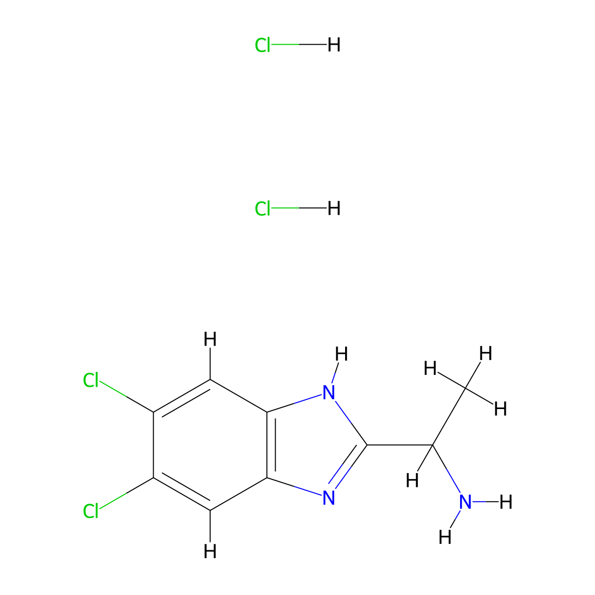 1-(5,6-dichloro-1H-1,3-benzodiazol-2-yl)ethan-1-amine dihydrochloride molecular structure, CAS 1864058-51-4
