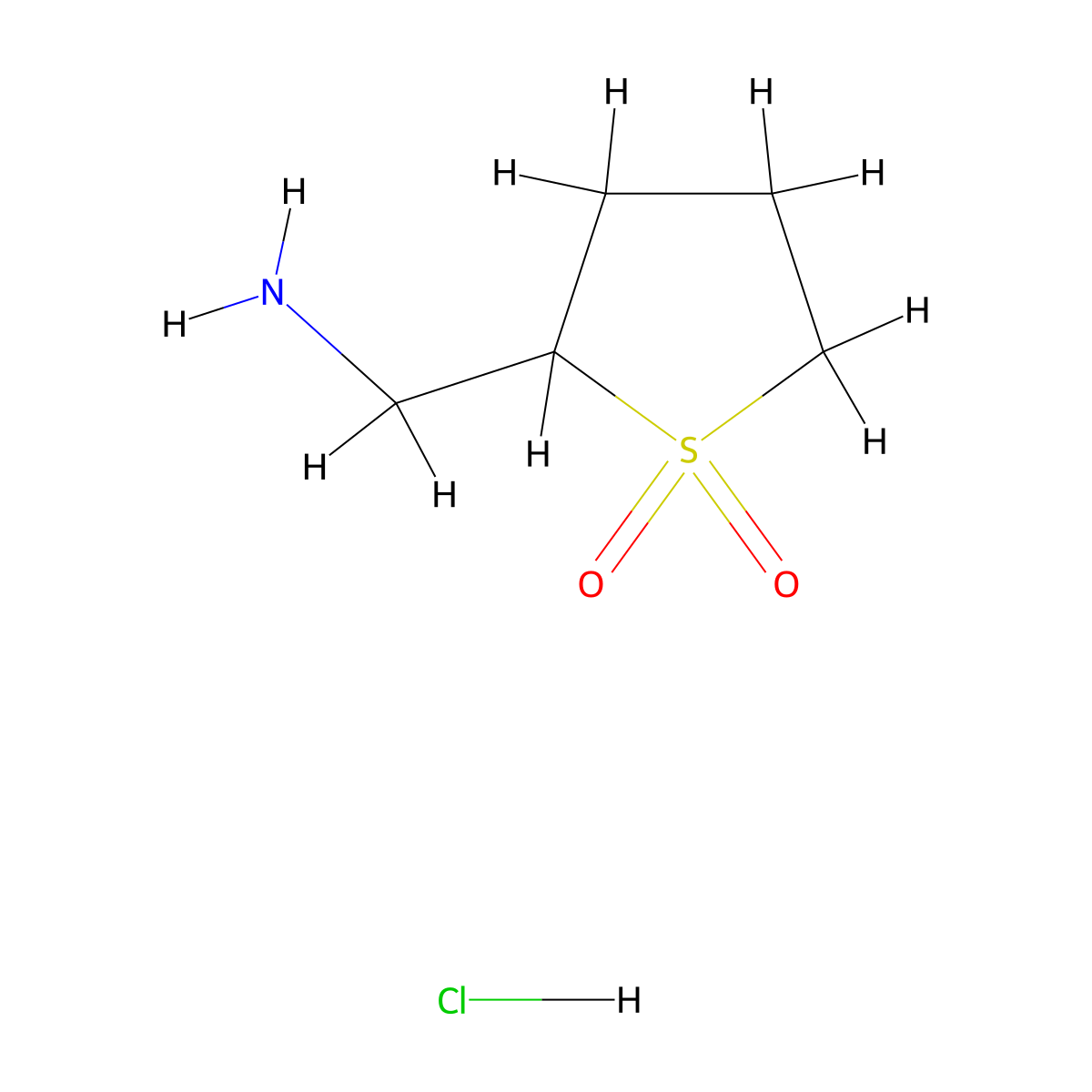 2-(Aminomethyl)-1lambda6-thiolane-1,1-dione hydrochloride molecular structure, CAS 1864058-54-7
