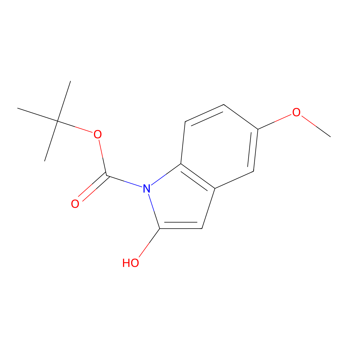 tert-butyl 2-hydroxy-5-methoxy-1H-indole-1-carboxylate molecular structure, CAS 1864059-32-4