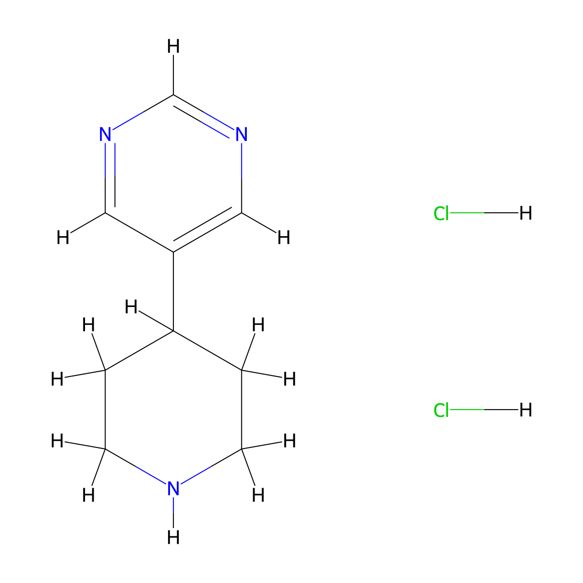 5-(Piperidin-4-yl)pyrimidine dihydrochloride molecular structure, CAS 1864059-34-6