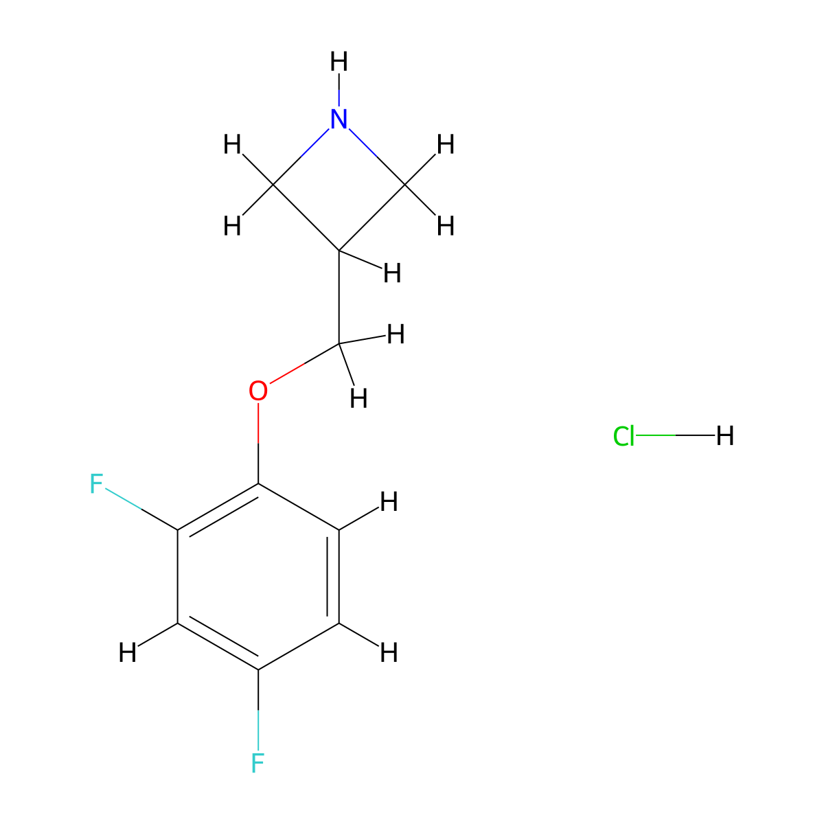 3-((2,4-Difluorophenoxy)methyl)azetidine hydrochloride molecular structure, CAS 1864059-37-9