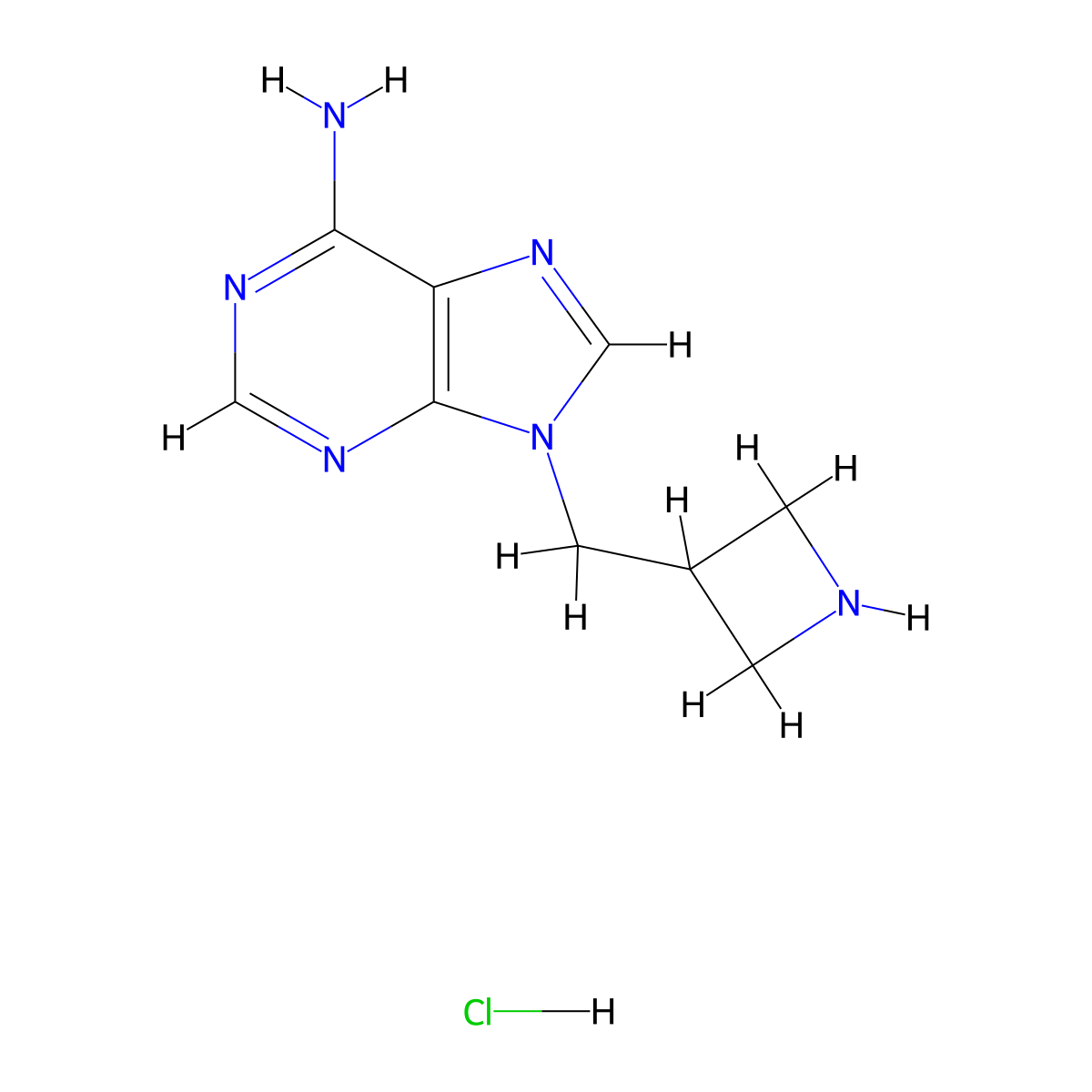 9-(azetidin-3-ylmethyl)-9H-purin-6-amine hydrochloride molecular structure, CAS 1864059-40-4