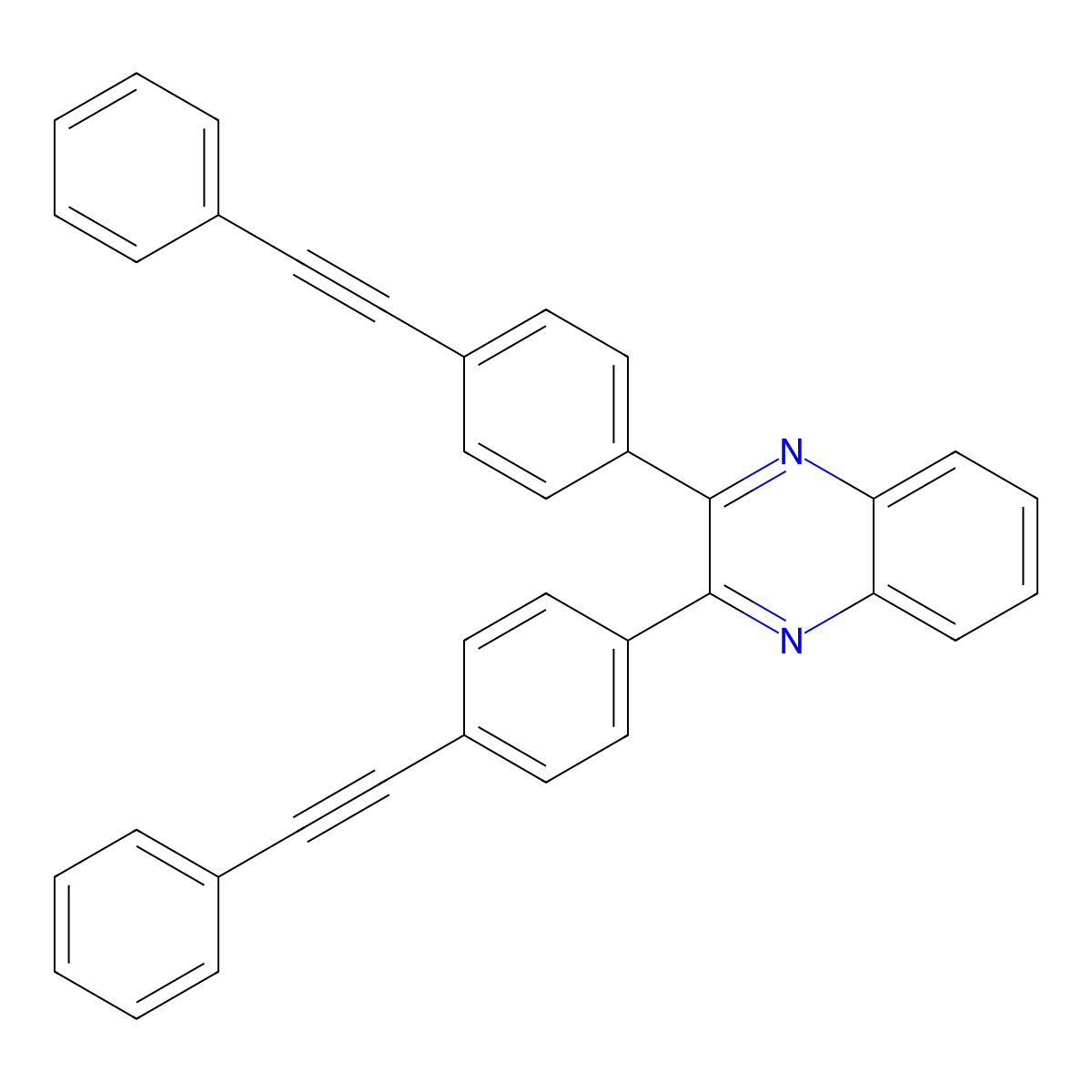 2,3-Bis[4-(2-phenylethynyl)phenyl]quinoxaline molecular structure, CAS 186406-39-3