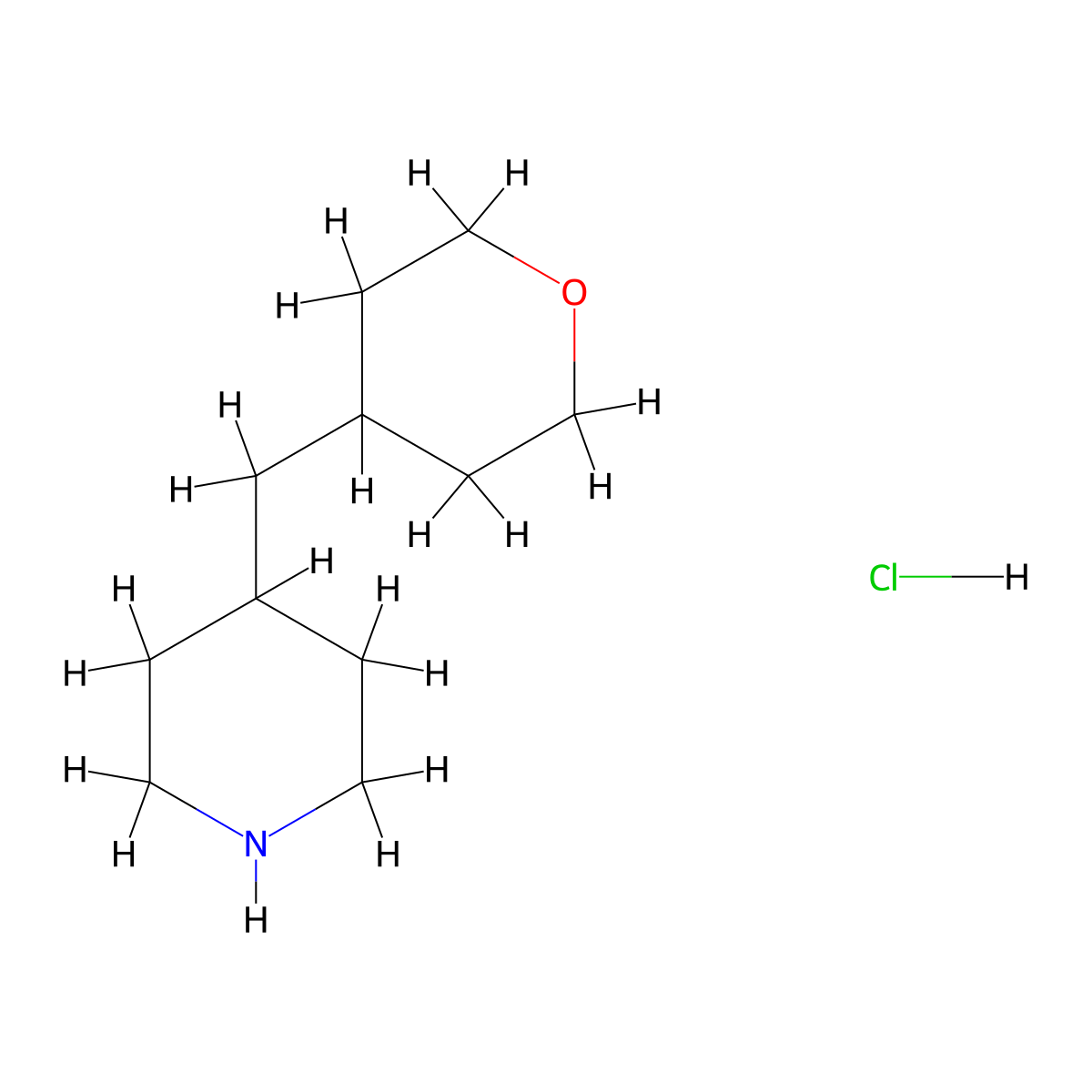 4-[(Oxan-4-yl)methyl]piperidine hydrochloride molecular structure, CAS 1864060-26-3