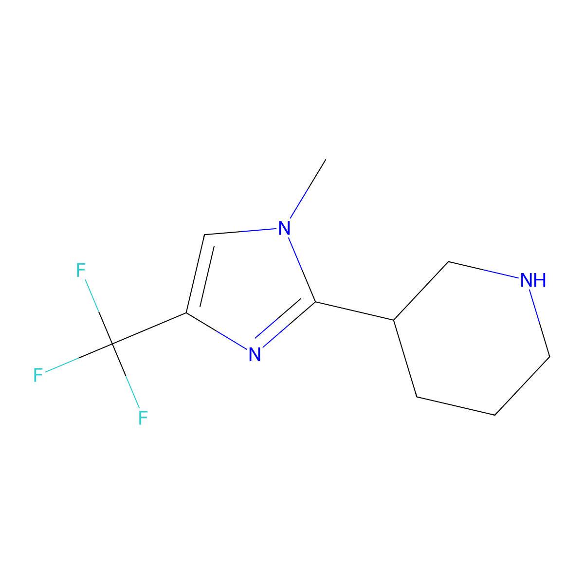 3-[1-methyl-4-(trifluoromethyl)-1H-imidazol-2-yl]piperidine molecular structure, CAS 1864060-59-2