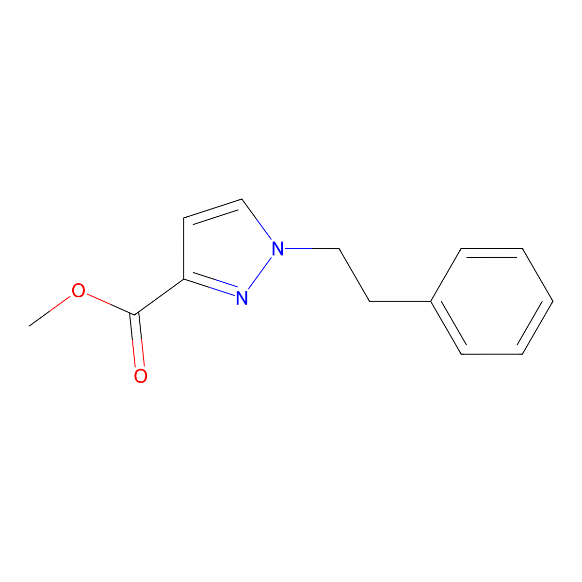 Methyl 1-(2-phenylethyl)-1H-pyrazole-3-carboxylate molecular structure, CAS 1864060-65-0