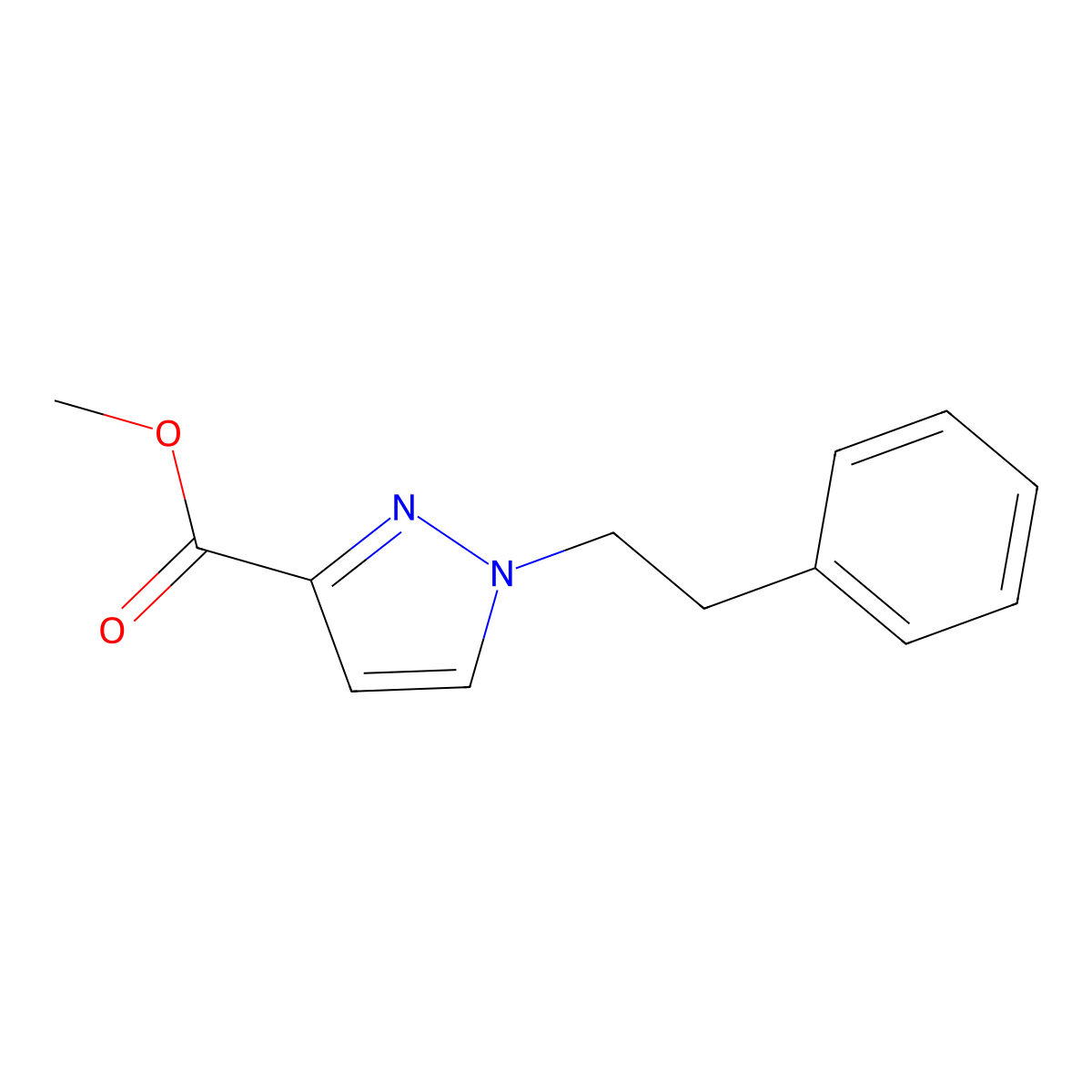Methyl 1-(2-phenylethyl)-1H-pyrazole-3-carboxylate molecular structure, CAS 1864060-65-0