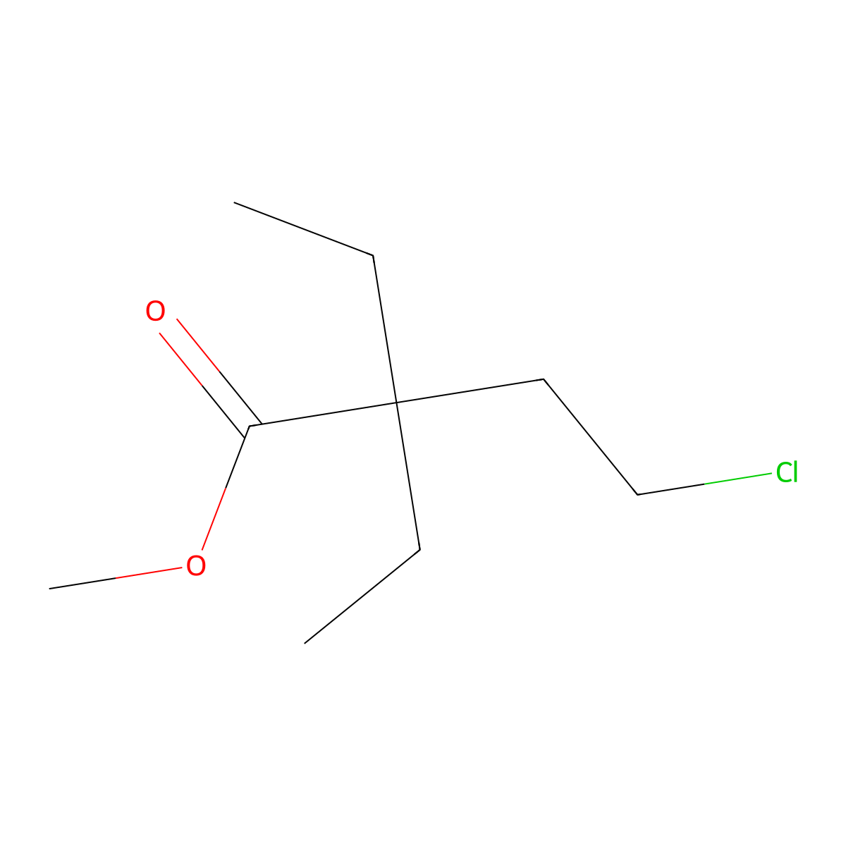 Methyl 4-chloro-2,2-diethylbutanoate molecular structure, CAS 1864060-70-7