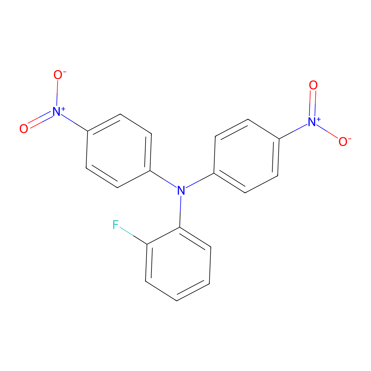 2-Fluoro-N,N-bis(4-nitrophenyl)aniline molecular structure, CAS 1864060-72-9
