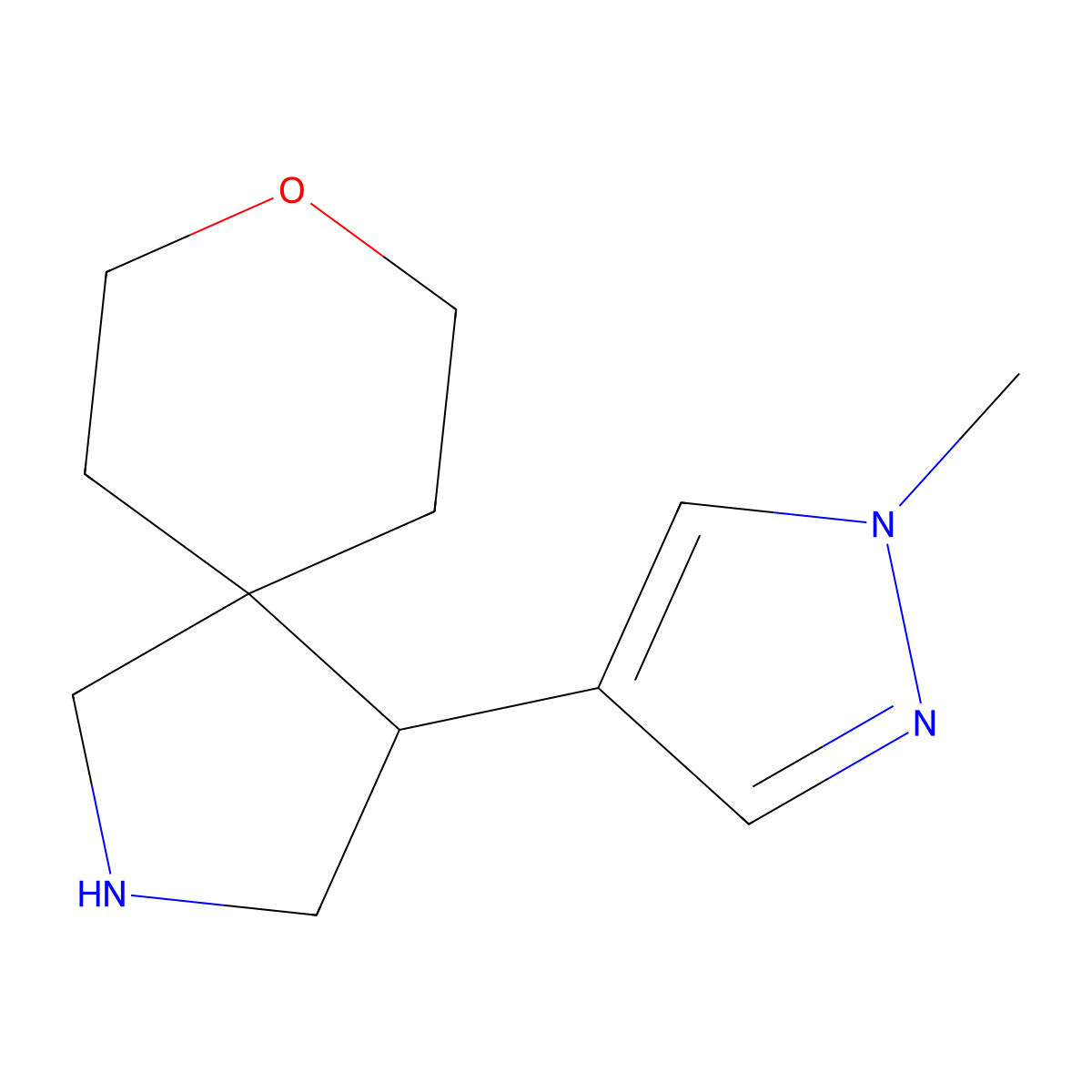 4-(1-methyl-1H-pyrazol-4-yl)-8-oxa-2-azaspiro[4.5]decane molecular structure, CAS 1864060-87-6