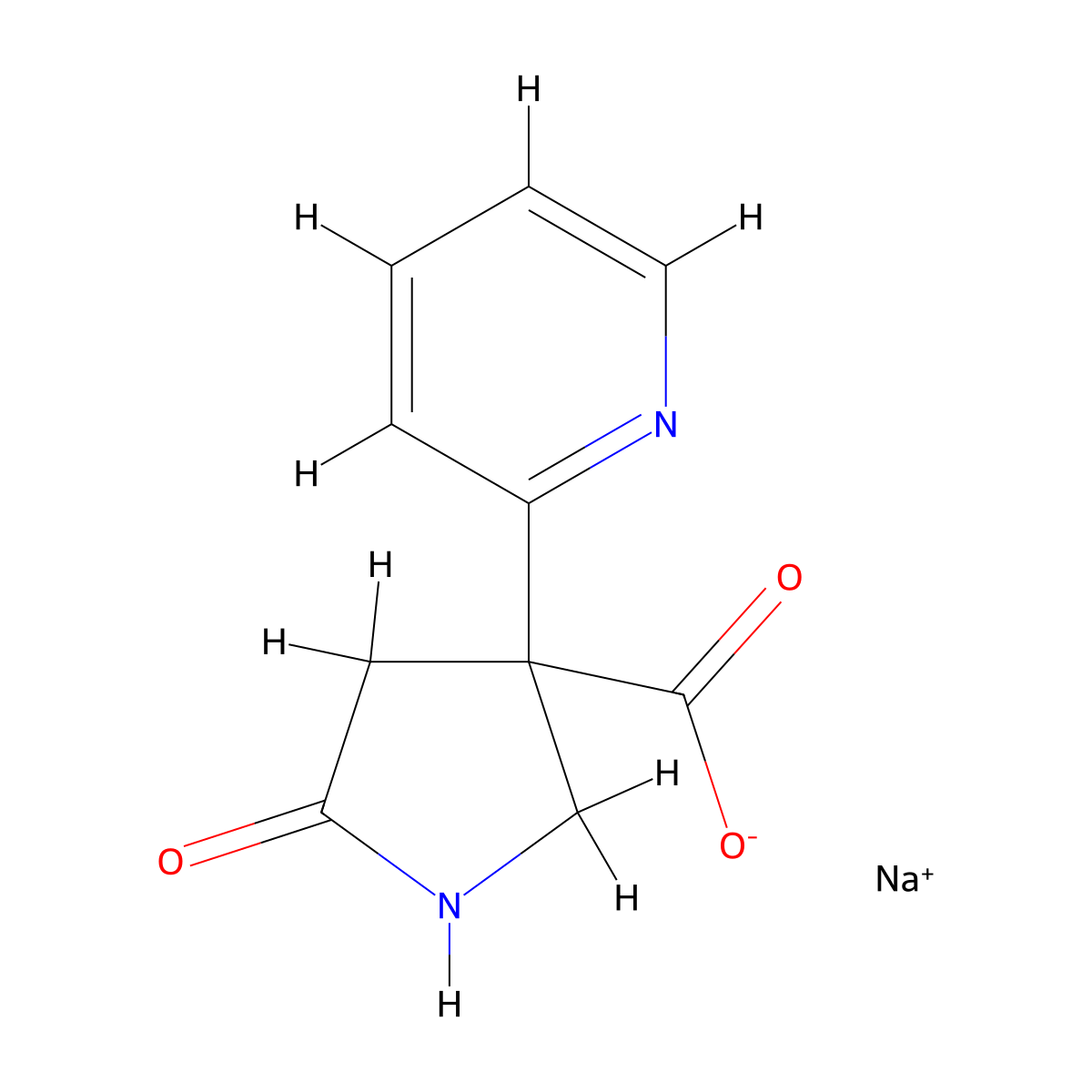 Sodium 5-oxo-3-(pyridin-2-yl)pyrrolidine-3-carboxylate molecular structure, CAS 1864060-95-6