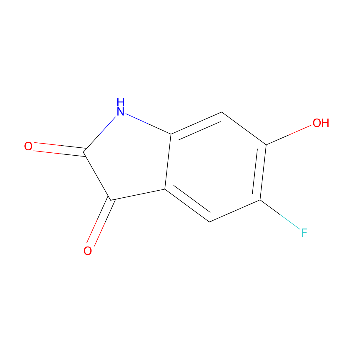 5-fluoro-6-hydroxy-2,3-dihydro-1H-indole-2,3-dione molecular structure, CAS 1864061-10-8