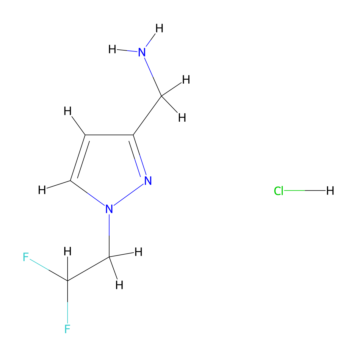 [1-(2,2-difluoroethyl)-1H-pyrazol-3-yl]methanamine hydrochloride molecular structure, CAS 1864061-15-3