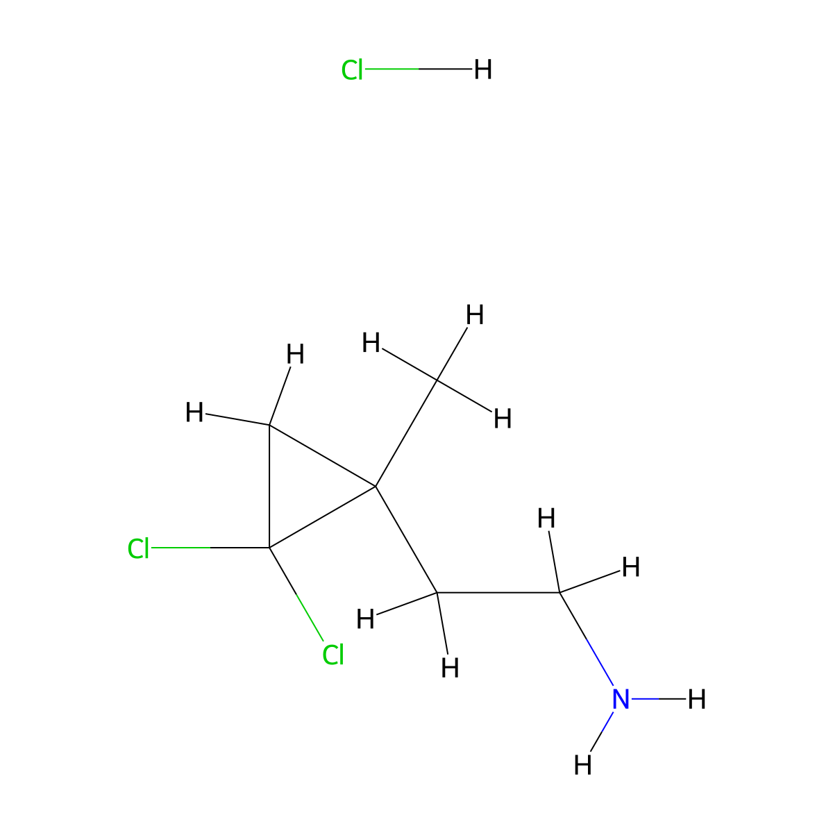 2-(2,2-Dichloro-1-methylcyclopropyl)ethan-1-amine hydrochloride molecular structure, CAS 1864061-31-3