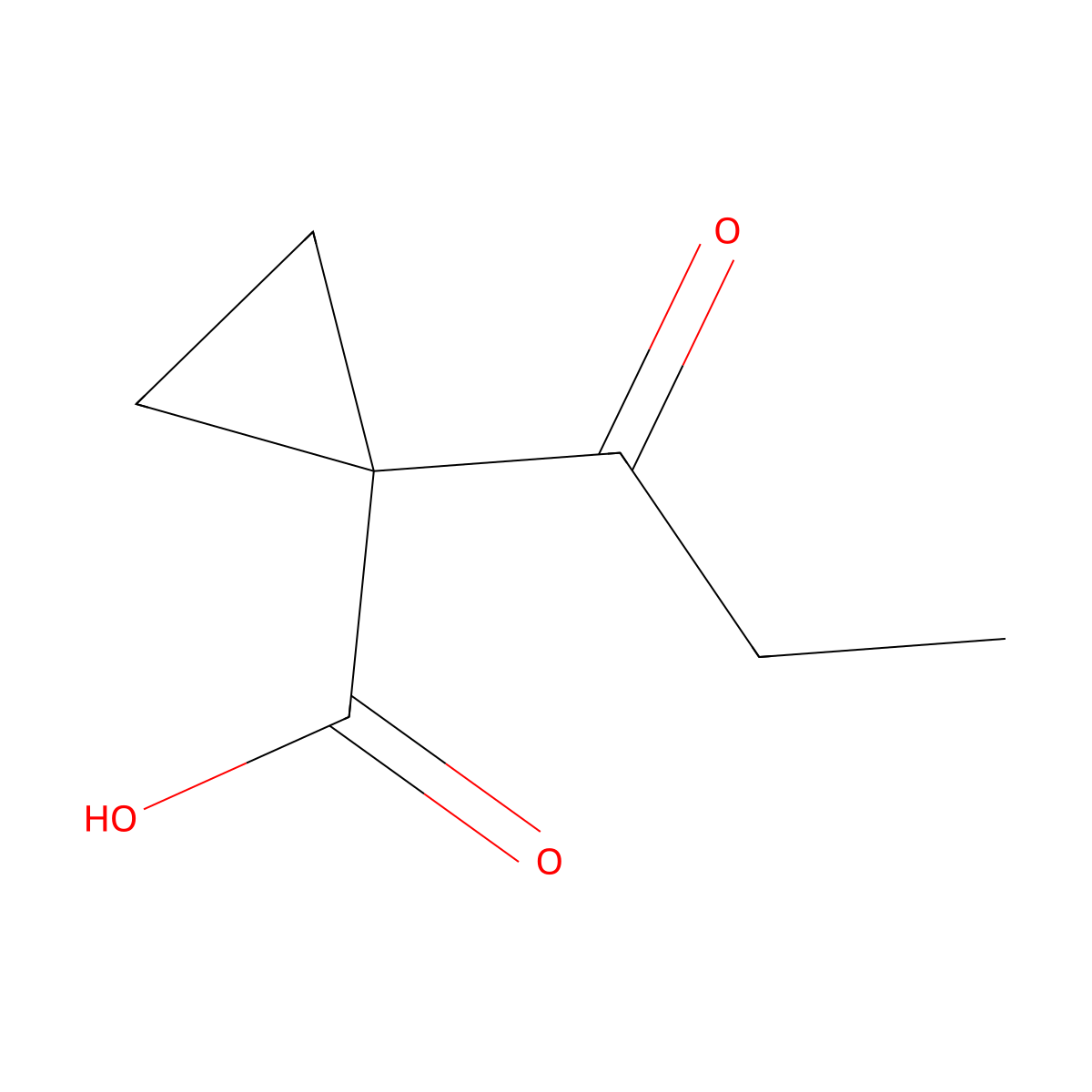 1-Propanoylcyclopropane-1-carboxylic acid molecular structure, CAS 1864061-39-1
