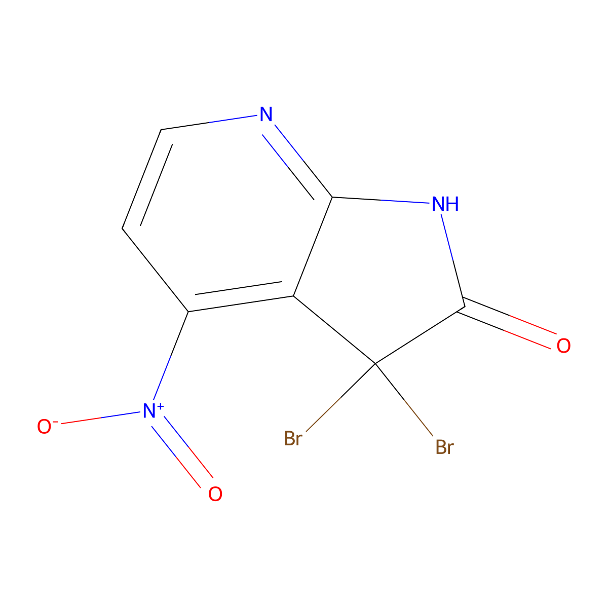 3,3-Dibromo-4-nitro-1H-pyrrolo[2,3-b]pyridin-2(3H)-one molecular structure, CAS 1864061-41-5