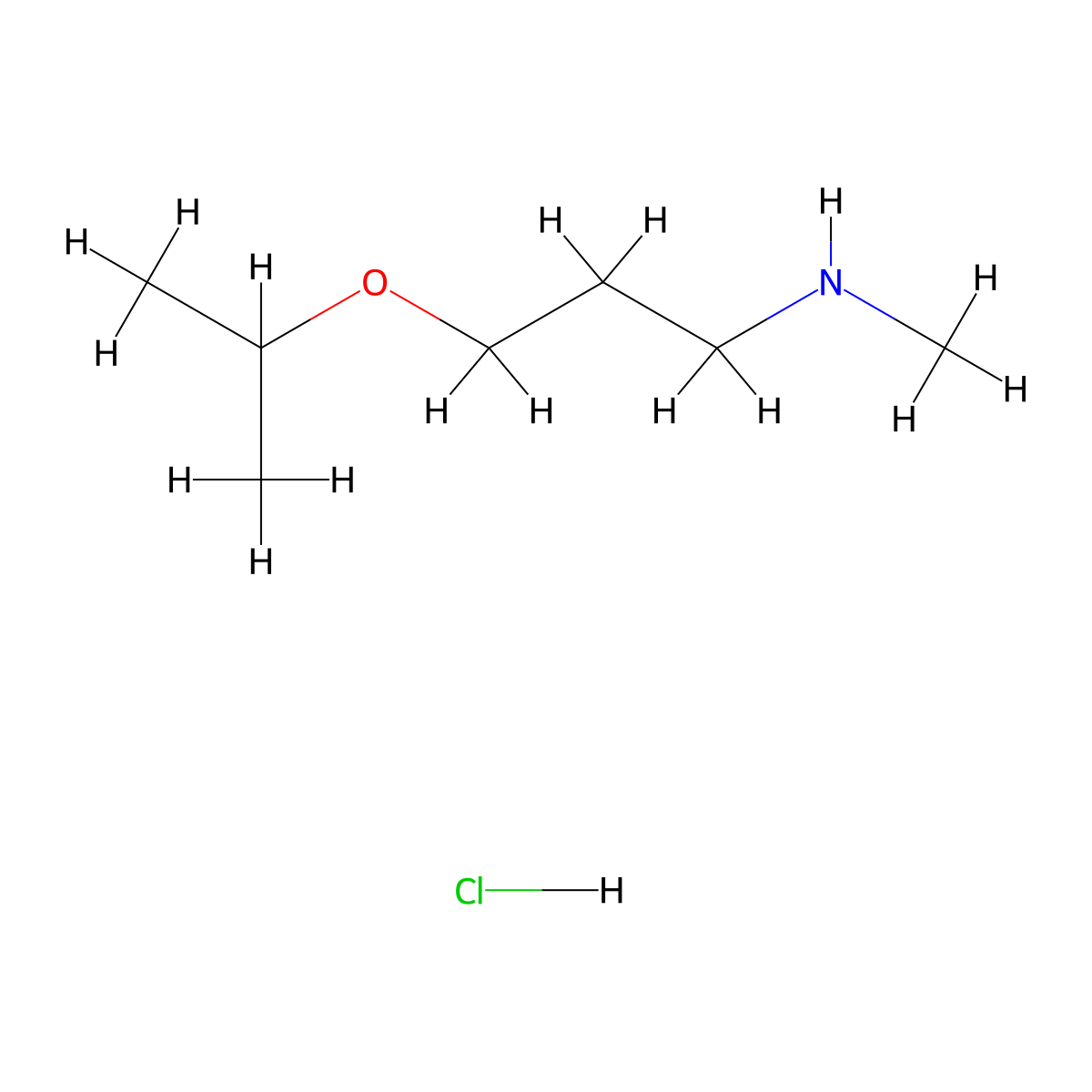 Methyl[3-(propan-2-yloxy)propyl]amine hydrochloride molecular structure, CAS 1864061-53-9