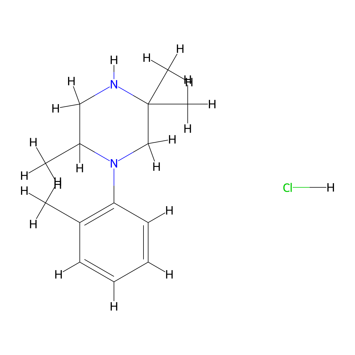2,5,5-Trimethyl-1-(2-methylphenyl)piperazine hydrochloride molecular structure, CAS 1864061-60-8