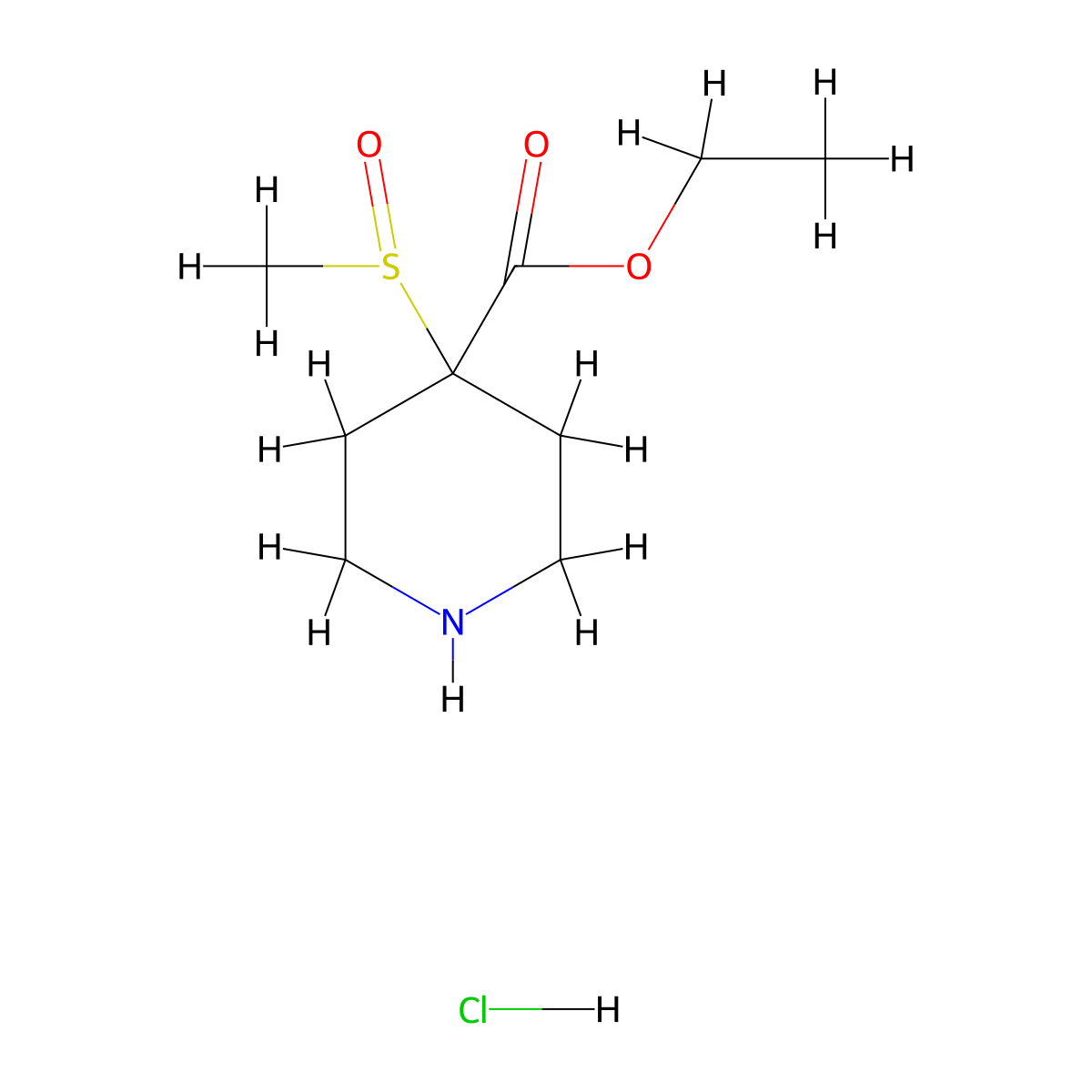 Ethyl 4-methanesulfinylpiperidine-4-carboxylate hydrochloride molecular structure, CAS 1864061-63-1