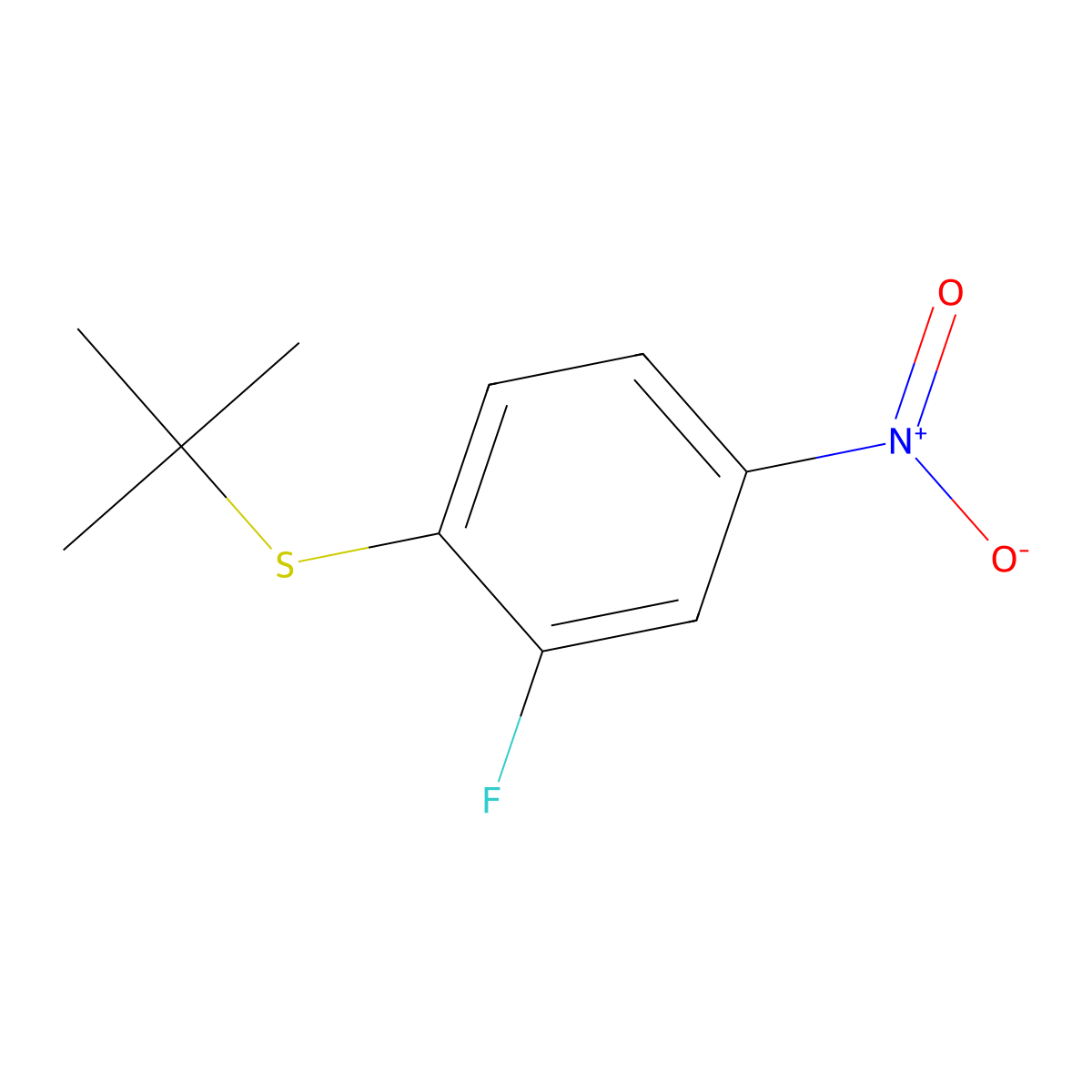 1-(Tert-butylsulfanyl)-2-fluoro-4-nitrobenzene molecular structure, CAS 1864061-71-1