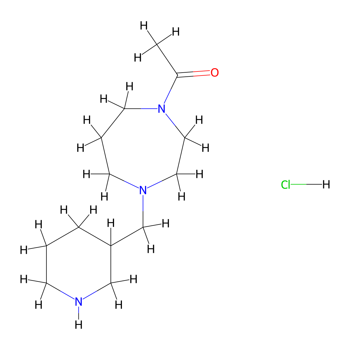 1-{4-[(Piperidin-3-yl)methyl]-1,4-diazepan-1-yl}ethan-1-one hydrochloride molecular structure, CAS 1864061-93-7