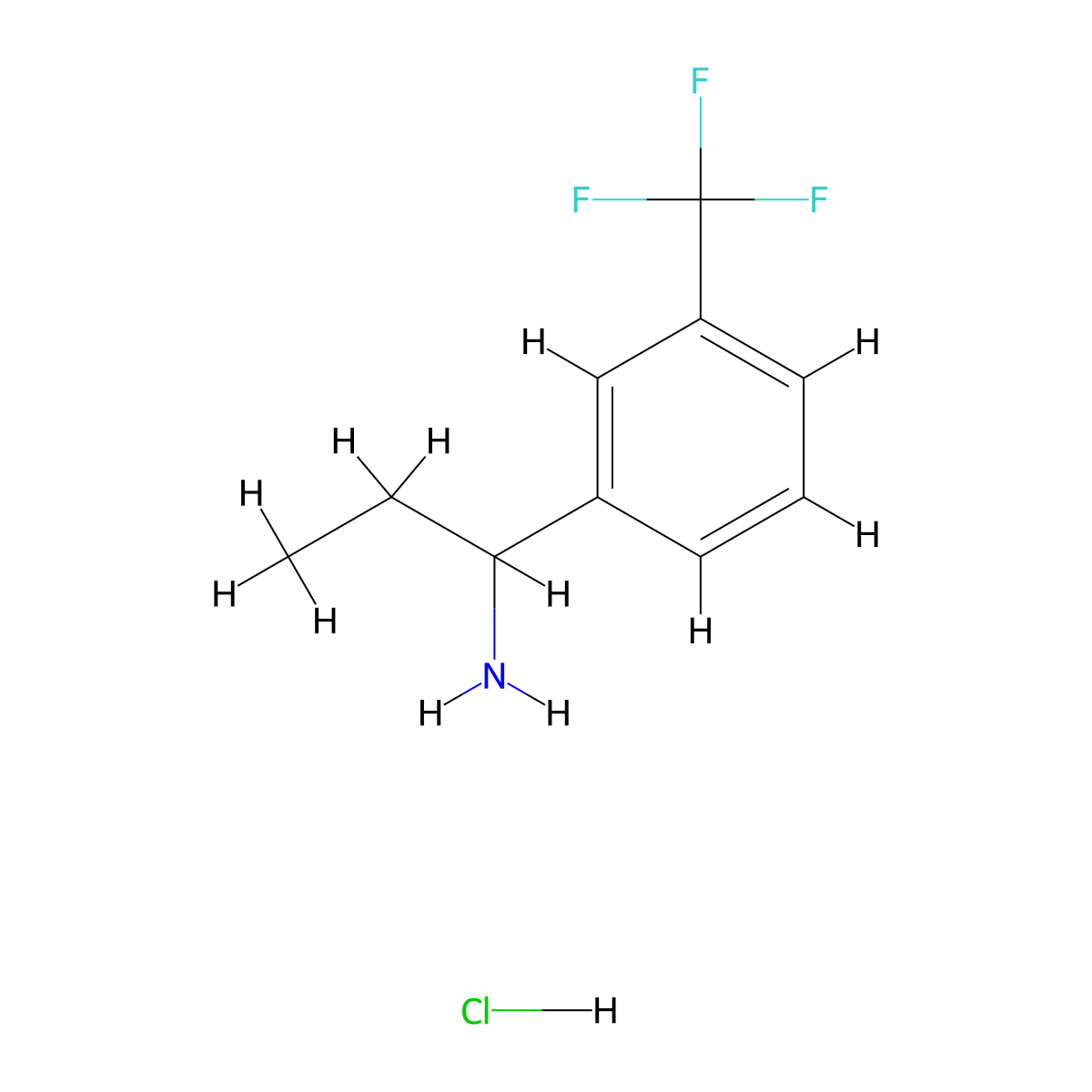 1-(3-(Trifluoromethyl)phenyl)propan-1-amine hydrochloride molecular structure, CAS 1864062-04-3