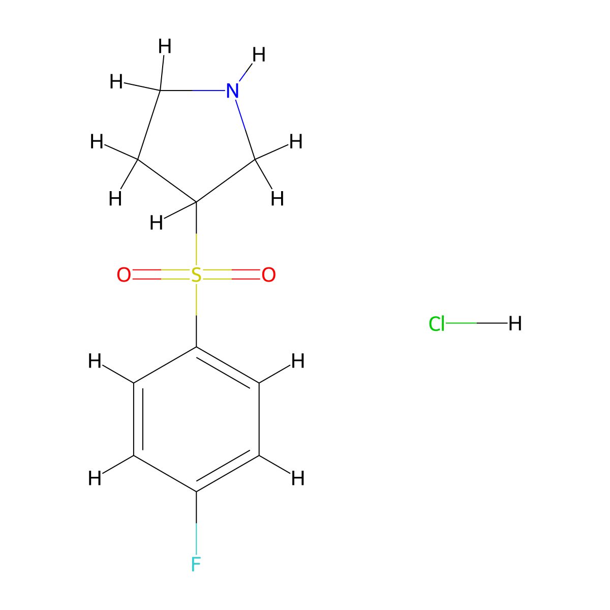 3-[(4-Fluorophenyl)sulfonyl]pyrrolidine hydrochloride molecular structure, CAS 1864062-36-1