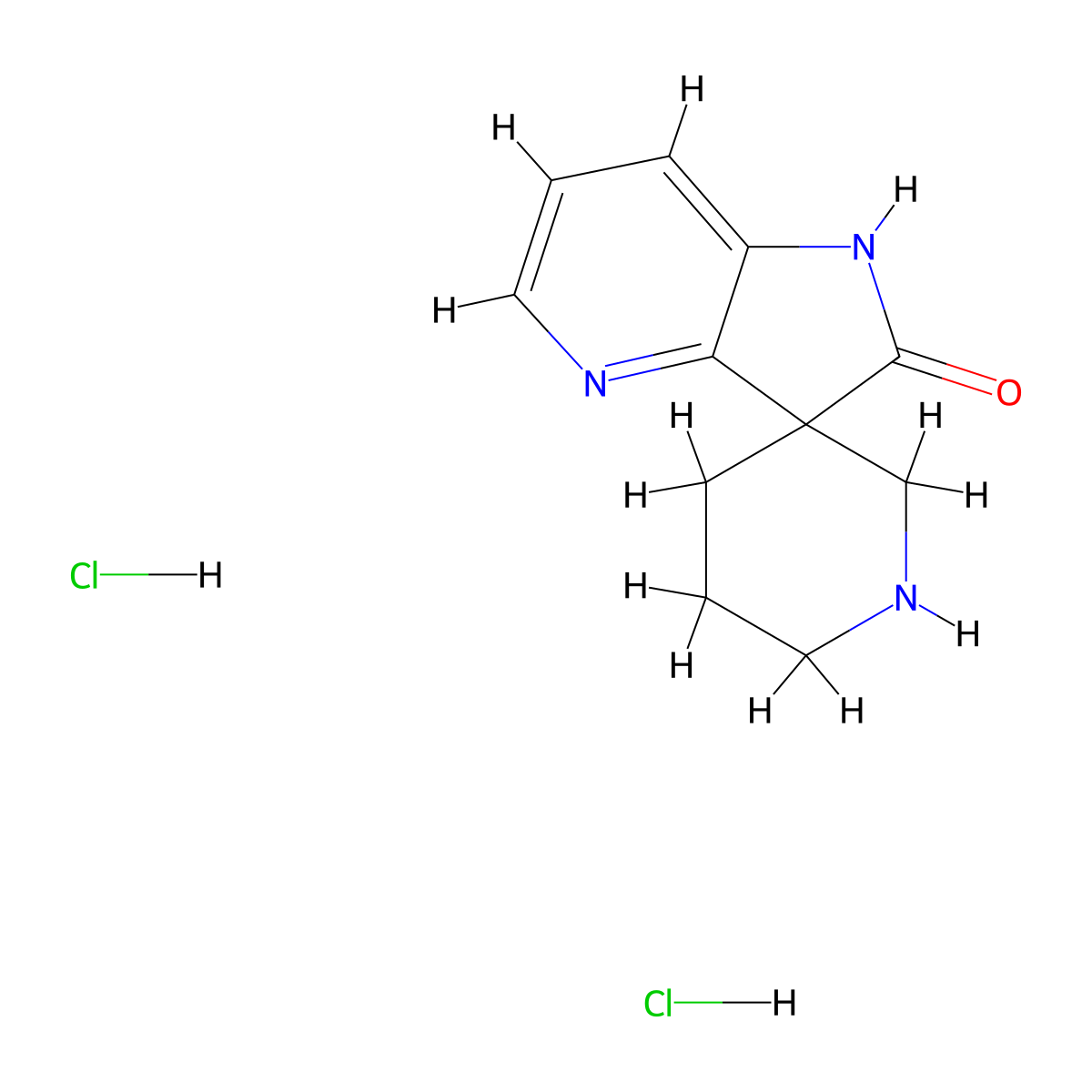 Spiro[piperidine-3,3'-pyrrolo[3,2-b]pyridin]-2'(1'H)-one dihydrochloride molecular structure, CAS 1864062-39-4