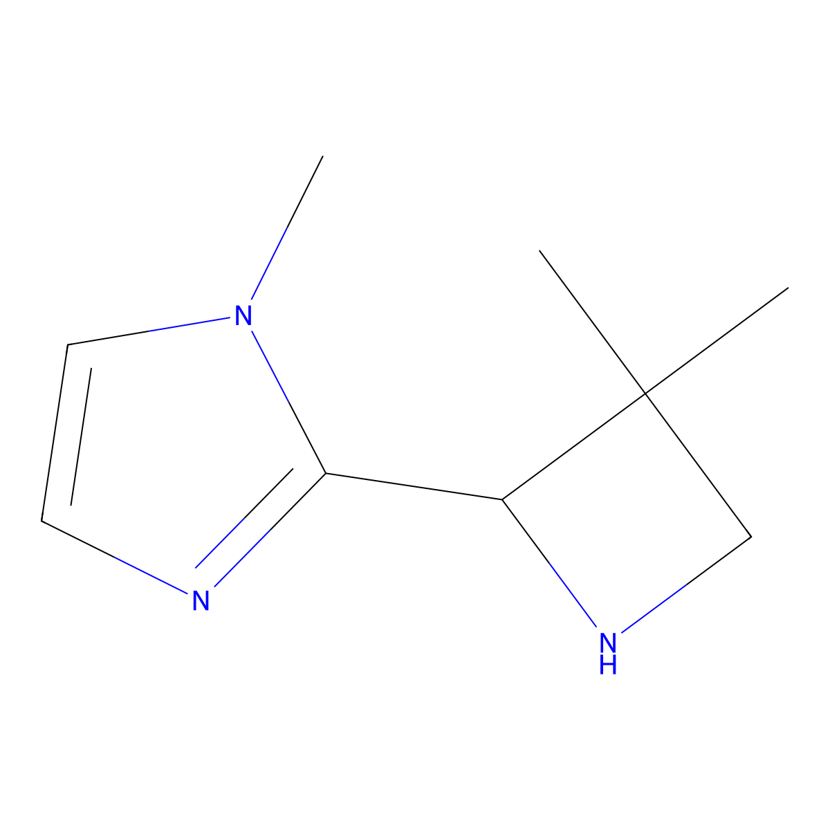 2-(3,3-dimethylazetidin-2-yl)-1-methyl-1H-imidazole molecular structure, CAS 1864062-61-2