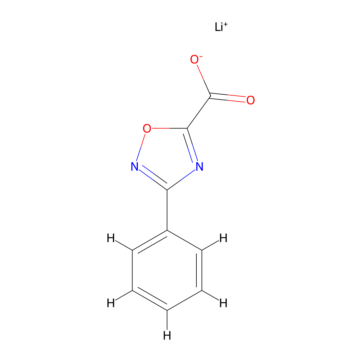 Lithium(1+) ion 3-phenyl-1,2,4-oxadiazole-5-carboxylate molecular structure, CAS 1864062-88-3