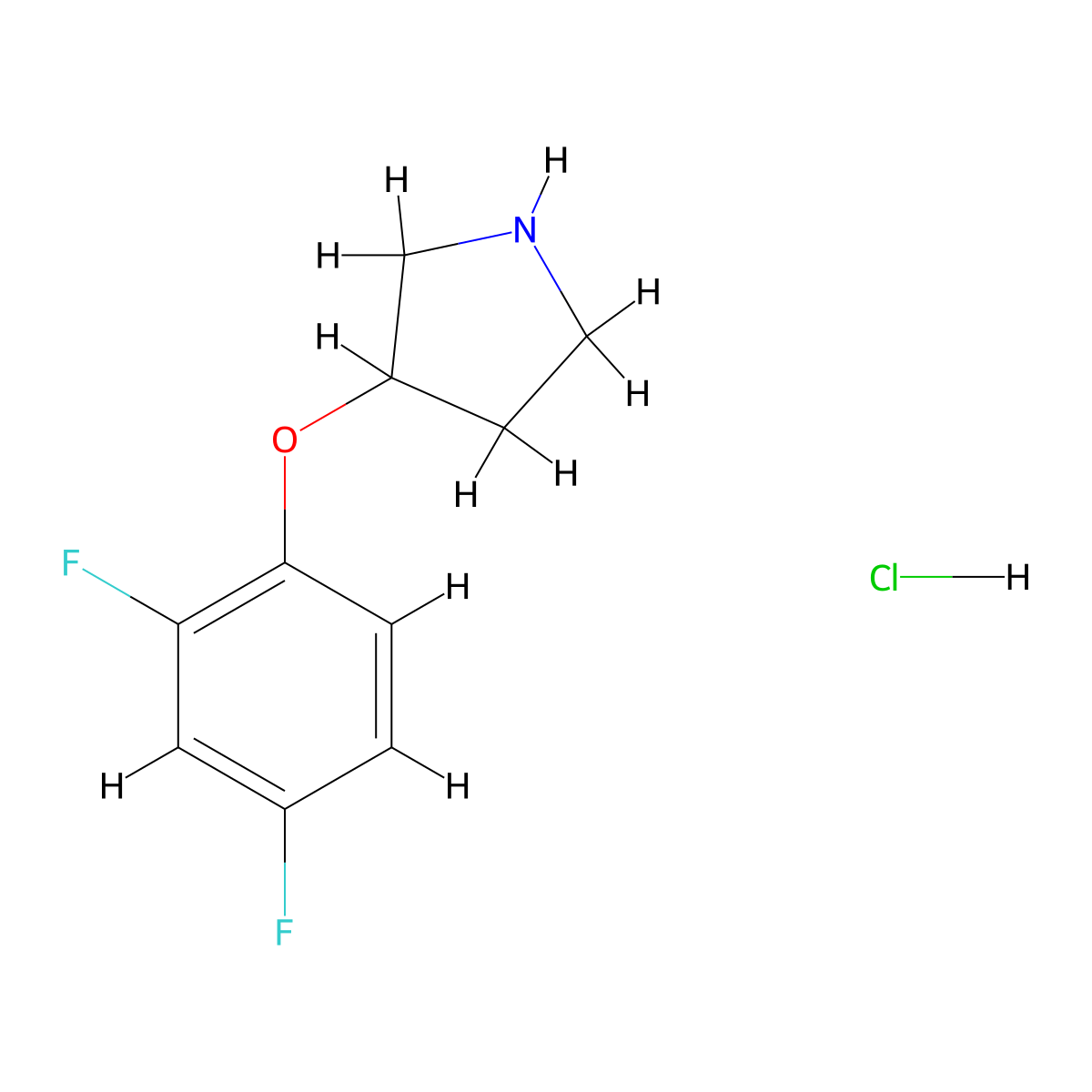 3-(2,4-Difluorophenoxy)pyrrolidine hydrochloride molecular structure, CAS 1864063-00-2