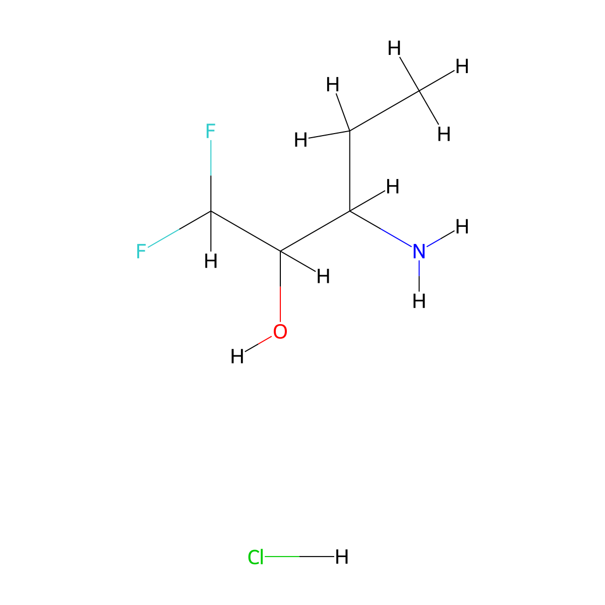 3-Amino-1,1-difluoropentan-2-ol hydrochloride molecular structure, CAS 1864063-11-5