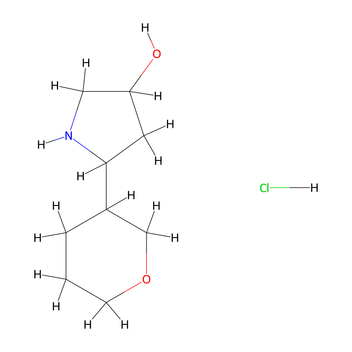 5-(Oxan-3-yl)pyrrolidin-3-ol hydrochloride molecular structure, CAS 1864063-22-8