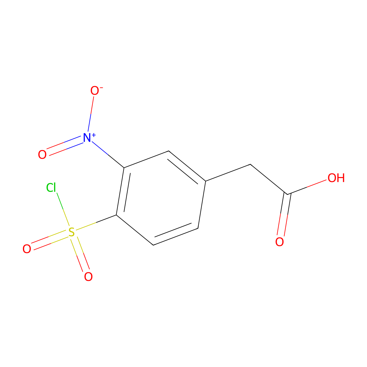 2-[4-(Chlorosulfonyl)-3-nitrophenyl]acetic acid molecular structure, CAS 1864063-25-1